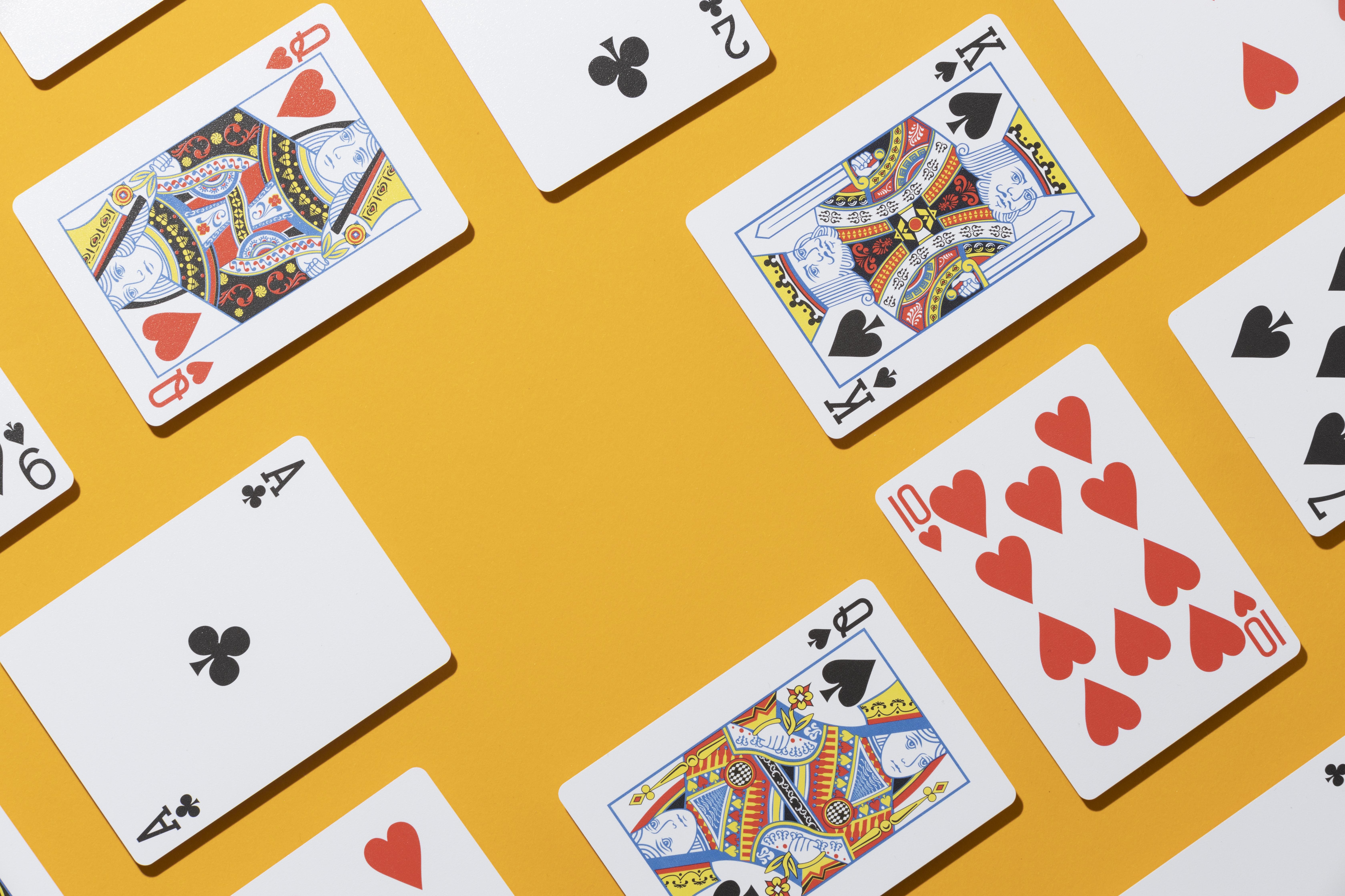 casino cards yellow background